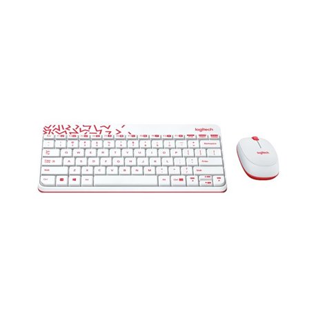 Logitech MK240 Wireless Keyboard and Mouse Combo (920-008201) - White/Vivid Red