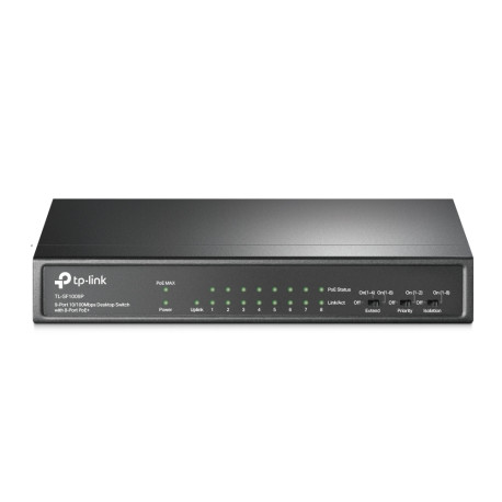 TP Link TL-SF1009P - 9-Port 10/100Mbps Desktop Switch with 8-Port PoE+