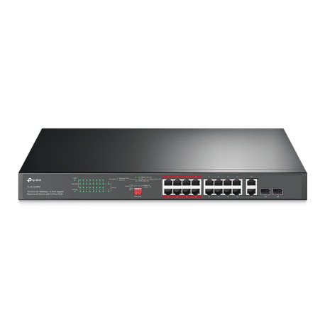 TP Link TL-SL1218MP - 16-Port 10/100 Mbps + 2-Port Gigabit Rackmount Switch with 16-Port PoE+